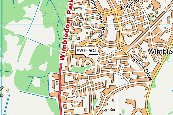 SW19 5QJ map - OS VectorMap District (Ordnance Survey)