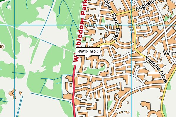SW19 5QQ map - OS VectorMap District (Ordnance Survey)