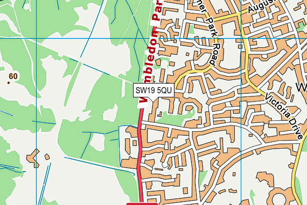 SW19 5QU map - OS VectorMap District (Ordnance Survey)