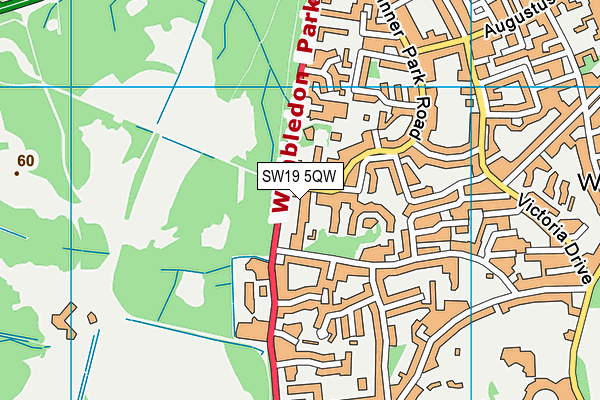 SW19 5QW map - OS VectorMap District (Ordnance Survey)