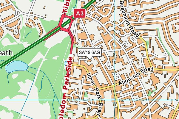 SW19 6AG map - OS VectorMap District (Ordnance Survey)