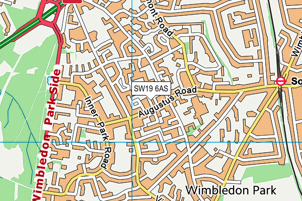 SW19 6AS map - OS VectorMap District (Ordnance Survey)