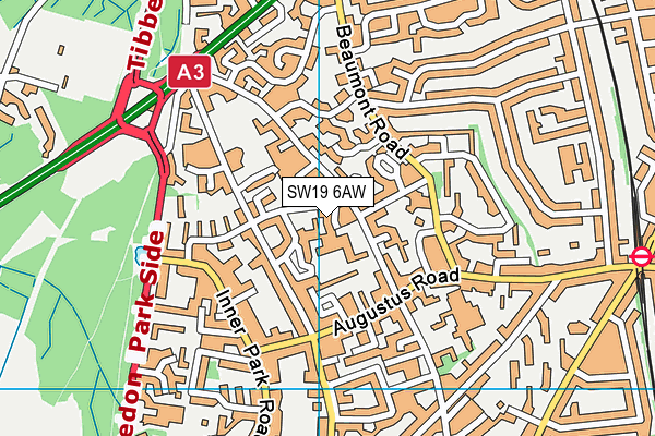 SW19 6AW map - OS VectorMap District (Ordnance Survey)