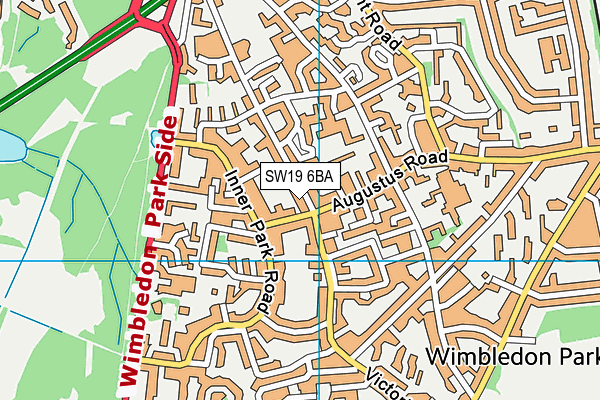 SW19 6BA map - OS VectorMap District (Ordnance Survey)