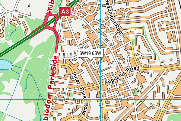 SW19 6BW map - OS VectorMap District (Ordnance Survey)
