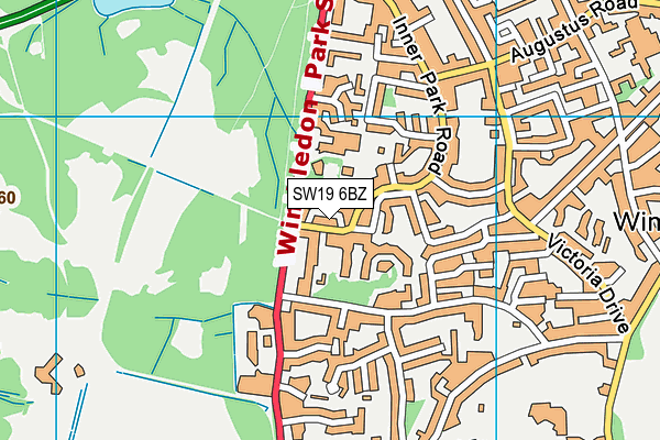 SW19 6BZ map - OS VectorMap District (Ordnance Survey)
