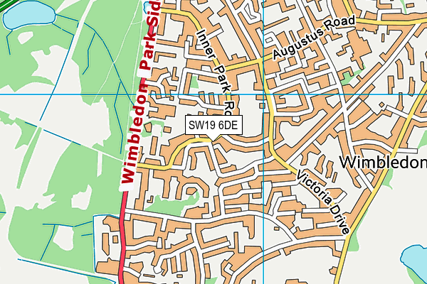 SW19 6DE map - OS VectorMap District (Ordnance Survey)
