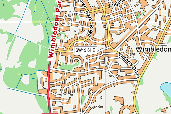 SW19 6HE map - OS VectorMap District (Ordnance Survey)