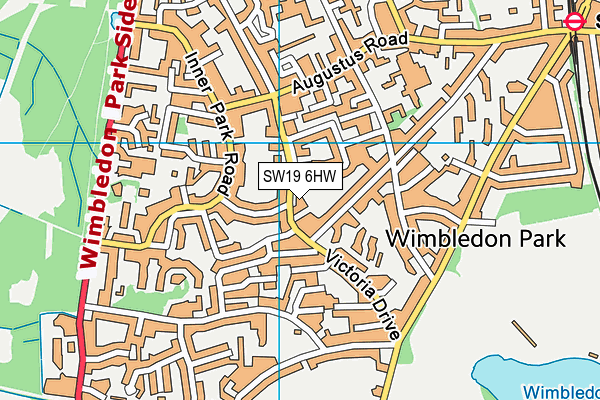 SW19 6HW map - OS VectorMap District (Ordnance Survey)