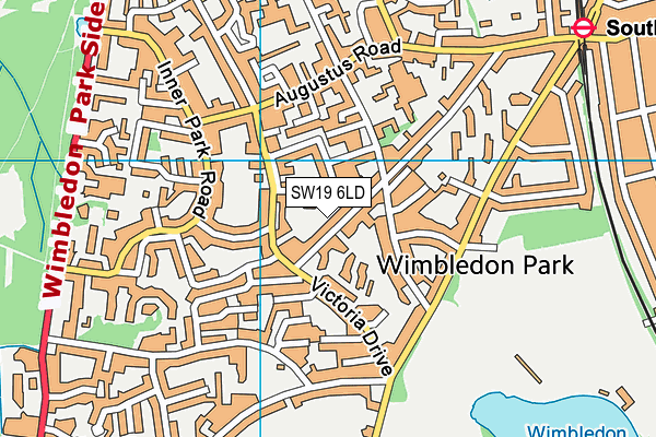 SW19 6LD map - OS VectorMap District (Ordnance Survey)