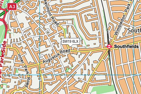 SW19 6LX map - OS VectorMap District (Ordnance Survey)