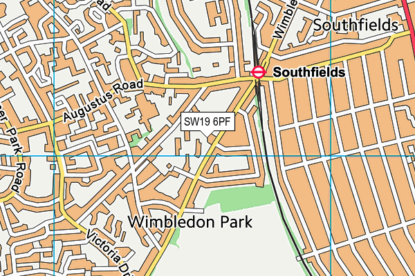 SW19 6PF map - OS VectorMap District (Ordnance Survey)