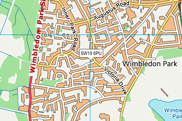 SW19 6PU map - OS VectorMap District (Ordnance Survey)
