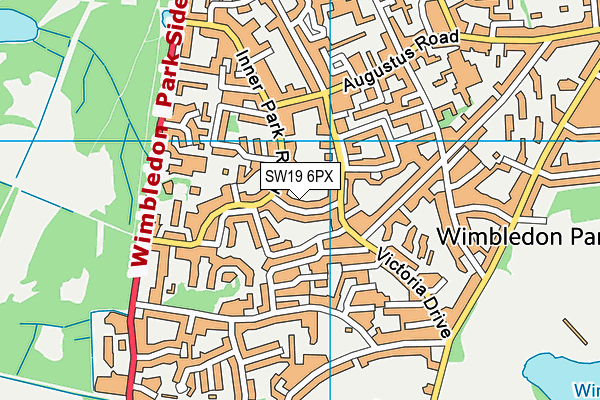 SW19 6PX map - OS VectorMap District (Ordnance Survey)