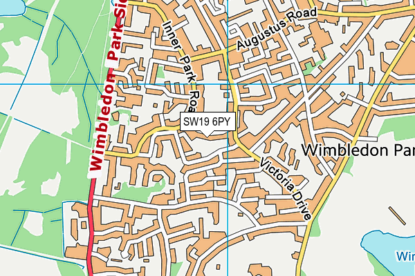SW19 6PY map - OS VectorMap District (Ordnance Survey)