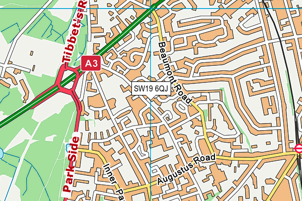 SW19 6QJ map - OS VectorMap District (Ordnance Survey)