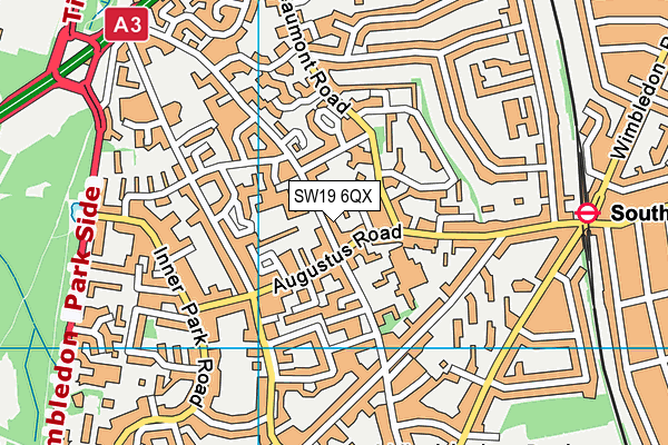 SW19 6QX map - OS VectorMap District (Ordnance Survey)