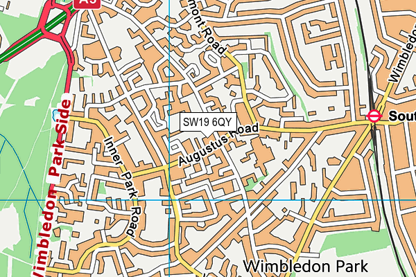 SW19 6QY map - OS VectorMap District (Ordnance Survey)