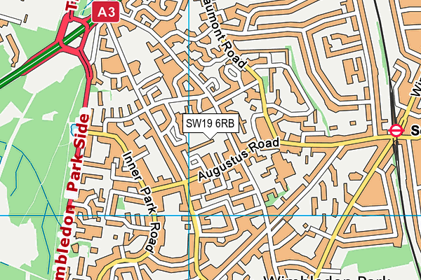 SW19 6RB map - OS VectorMap District (Ordnance Survey)