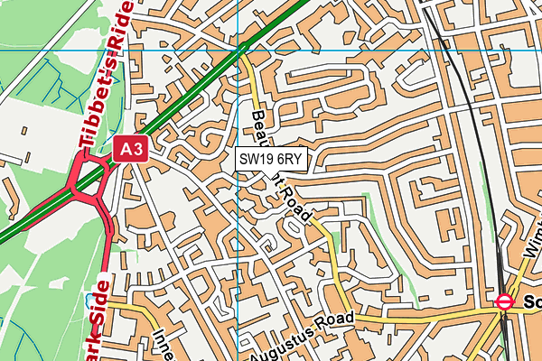 SW19 6RY map - OS VectorMap District (Ordnance Survey)