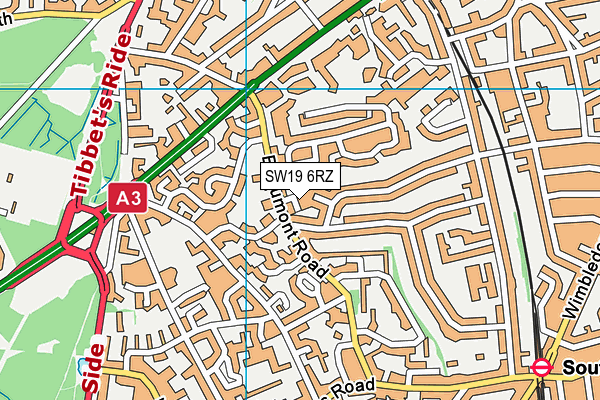 SW19 6RZ map - OS VectorMap District (Ordnance Survey)