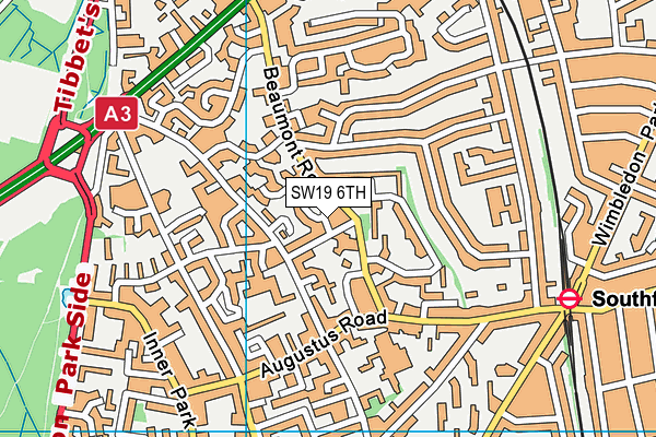 SW19 6TH map - OS VectorMap District (Ordnance Survey)