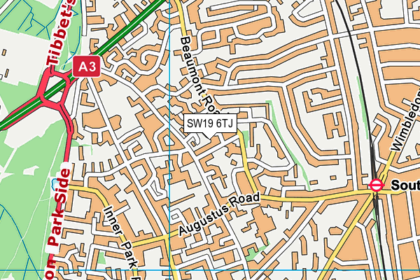 SW19 6TJ map - OS VectorMap District (Ordnance Survey)