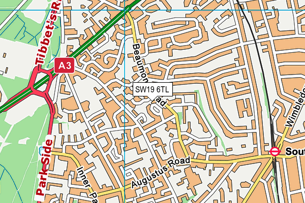 SW19 6TL map - OS VectorMap District (Ordnance Survey)