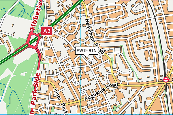 SW19 6TN map - OS VectorMap District (Ordnance Survey)