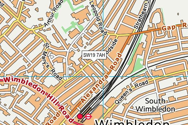 SW19 7AH map - OS VectorMap District (Ordnance Survey)