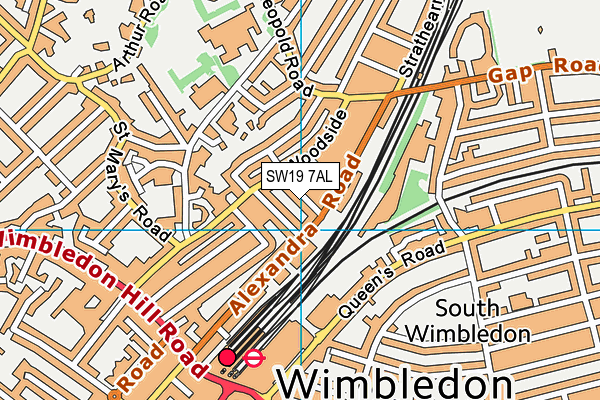 SW19 7AL map - OS VectorMap District (Ordnance Survey)