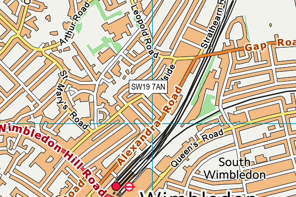 SW19 7AN map - OS VectorMap District (Ordnance Survey)