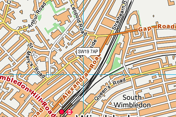 SW19 7AP map - OS VectorMap District (Ordnance Survey)