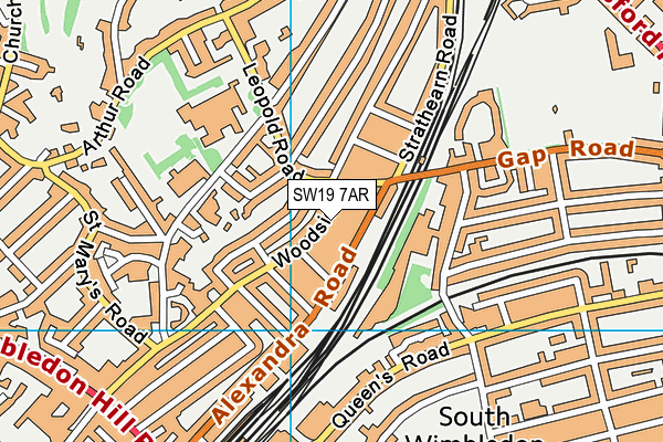 SW19 7AR map - OS VectorMap District (Ordnance Survey)