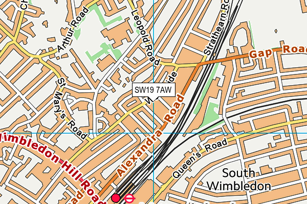 SW19 7AW map - OS VectorMap District (Ordnance Survey)