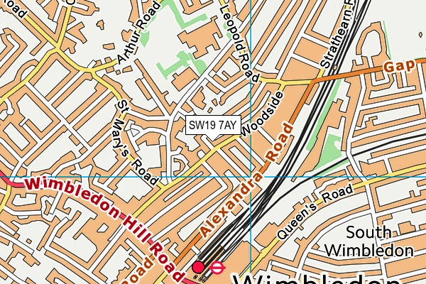 SW19 7AY map - OS VectorMap District (Ordnance Survey)