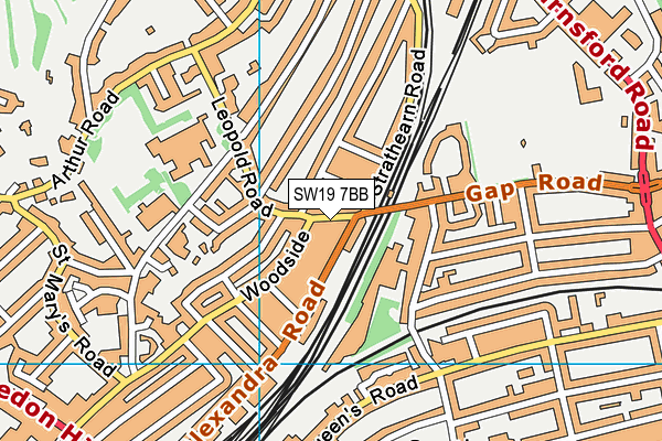 SW19 7BB map - OS VectorMap District (Ordnance Survey)