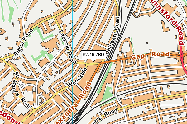 SW19 7BD map - OS VectorMap District (Ordnance Survey)