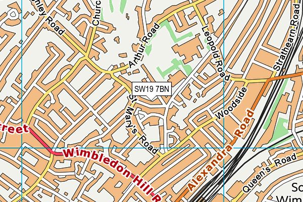 SW19 7BN map - OS VectorMap District (Ordnance Survey)