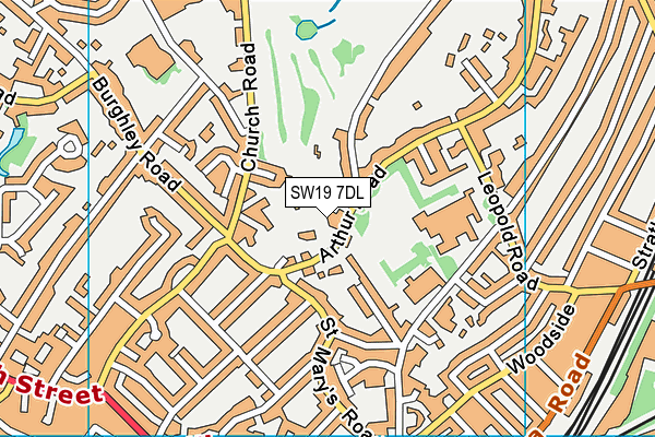 SW19 7DL map - OS VectorMap District (Ordnance Survey)