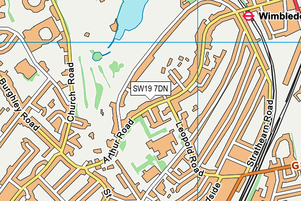 SW19 7DN map - OS VectorMap District (Ordnance Survey)