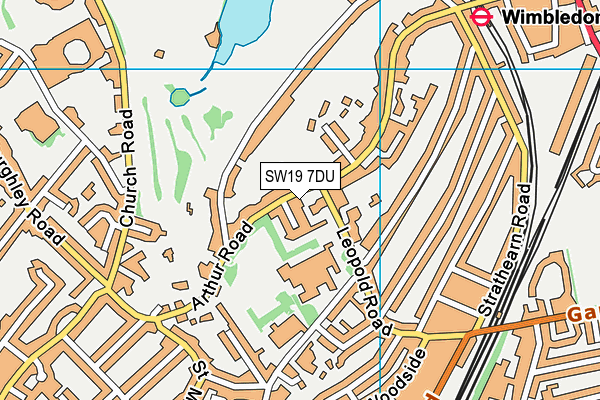 SW19 7DU map - OS VectorMap District (Ordnance Survey)