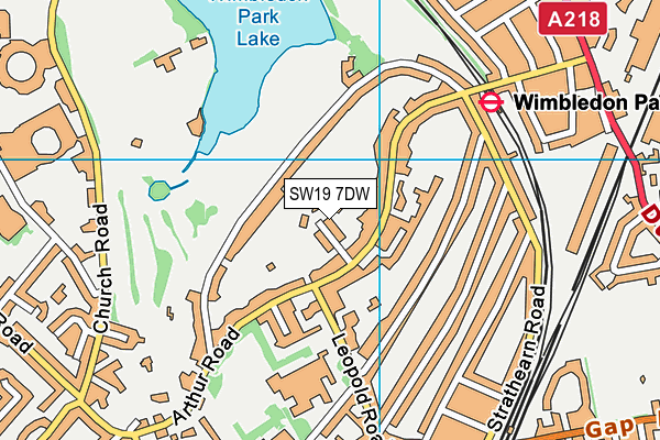 SW19 7DW map - OS VectorMap District (Ordnance Survey)