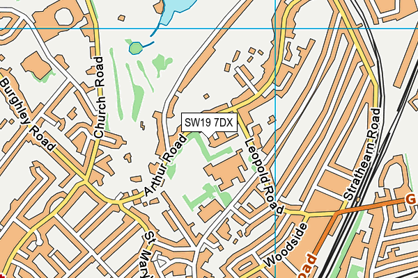 SW19 7DX map - OS VectorMap District (Ordnance Survey)