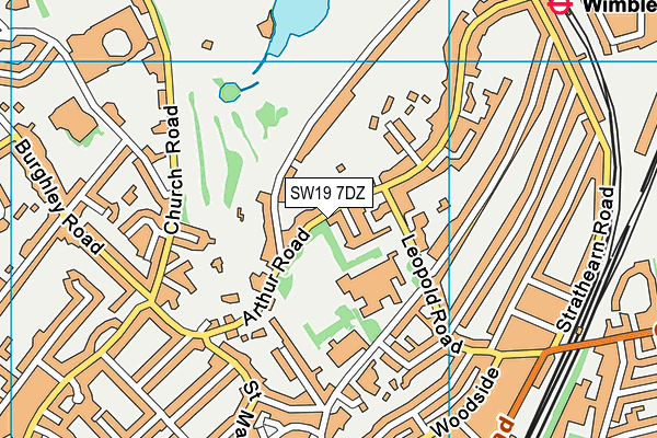 SW19 7DZ map - OS VectorMap District (Ordnance Survey)