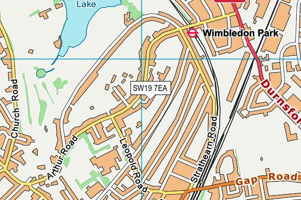 SW19 7EA map - OS VectorMap District (Ordnance Survey)