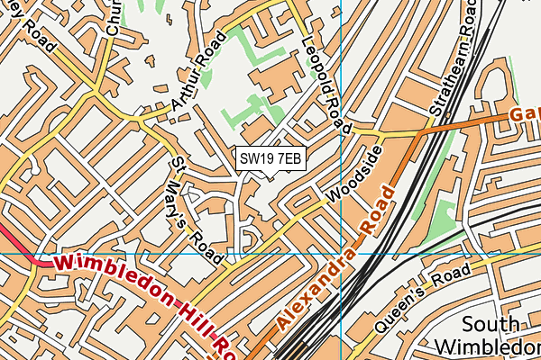 SW19 7EB map - OS VectorMap District (Ordnance Survey)