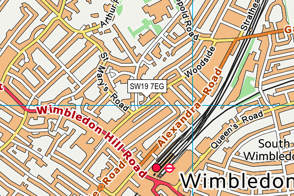 SW19 7EG map - OS VectorMap District (Ordnance Survey)