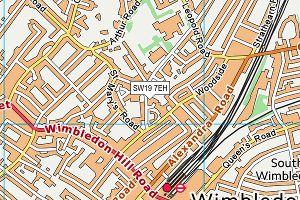 SW19 7EH map - OS VectorMap District (Ordnance Survey)