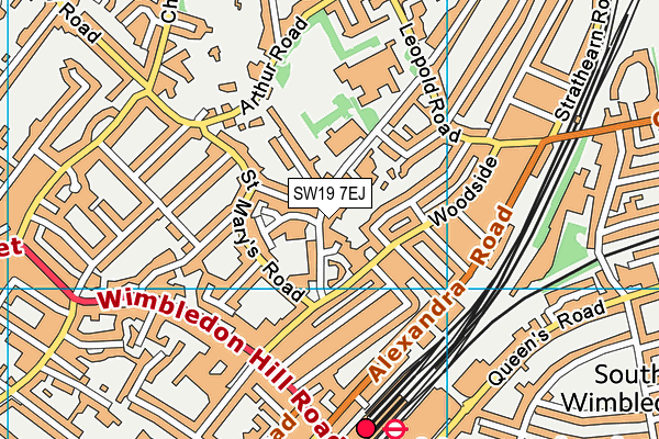 SW19 7EJ map - OS VectorMap District (Ordnance Survey)
